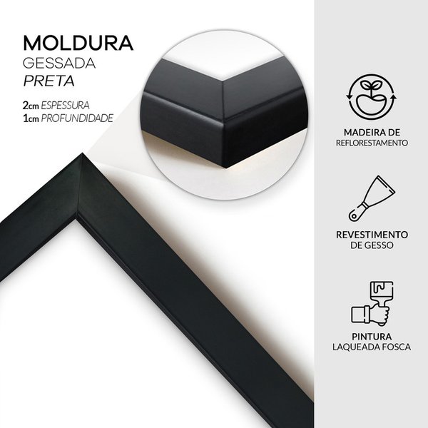 Quadros Decorativos Quarto Casal Em Mdf 6mm 43x43cmm Preto Trio - Carmisini