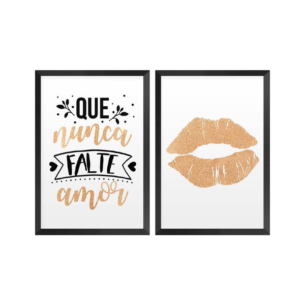 Kit 2 Quadros Decorativos Frases Amor Lar Sala Kit 2 Quadros Decorativos Frases Amor Lar Sala