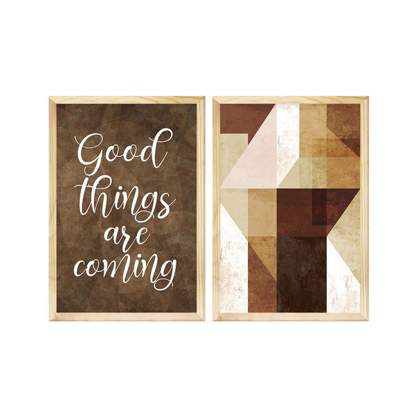 Kit 2 Quadros Decorativos Escritório com Frases e Formas Geométricas Kit 2 Quadros Decorativos Escritório com Frases e Formas Geométricas