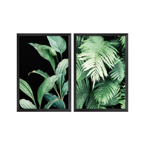 Kit 2 Quadros Decorativos Folhagem Plantas Sala Cozinha Kit 2 Quadros Decorativos Folhagem Plantas Sala Cozinha