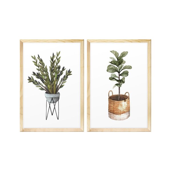Kit 2 Quadros Decorativos com Moldura Plantas Folhas Cozinha Kit 2 Quadros Decorativos com Moldura Plantas Folhas Cozinha