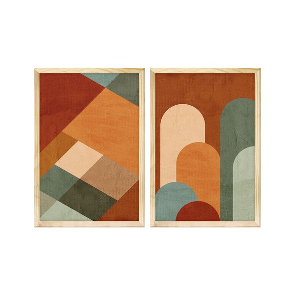 Kit 2 Quadros Decorativos Geométrico Colorido Formas Sala Kit 2 Quadros Decorativos Geométrico Colorido Formas Sala