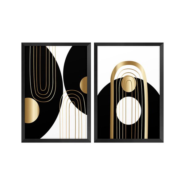 Kit 2 Quadros Decorativos Geométrico Linhas Elegante Sala Kit 2 Quadros Decorativos Geométrico Linhas Elegante Sala