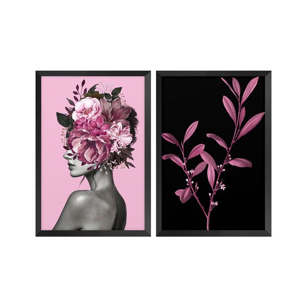 Kit 2 Quadros Decorativos Mulher Flores Moderno Sala Quarto Kit 2 Quadros Decorativos Mulher Flores Moderno Sala Quarto