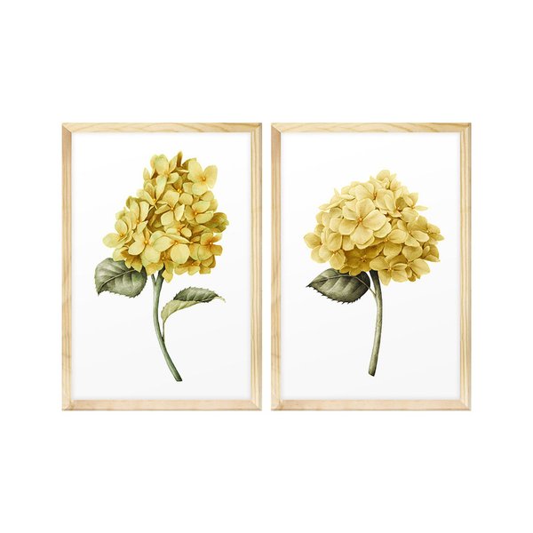 Kit 2 Quadros com Moldura Flores Amarelas Decoração Sala Kit 2 Quadros com Moldura Flores Amarelas Decoração Sala