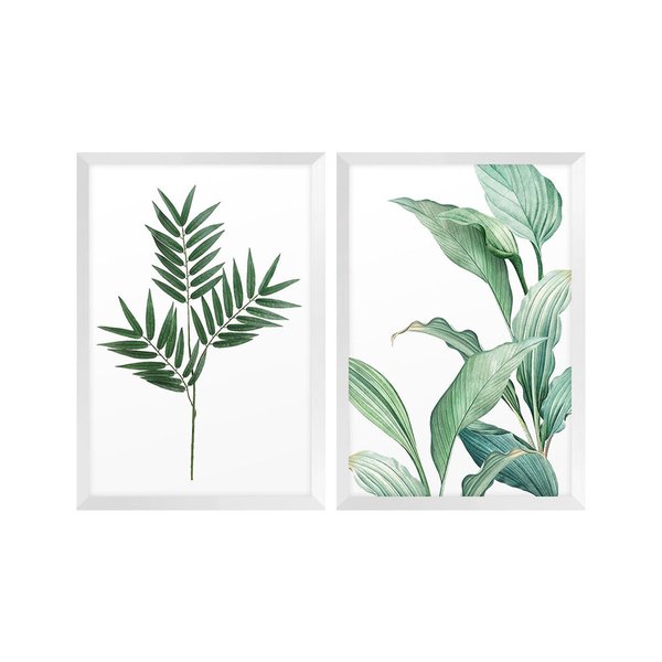 Kit 2 Quadros para Decoração Folhas Ramos Cozinha Moldura Kit 2 Quadros para Decoração Folhas Ramos Cozinha Moldura