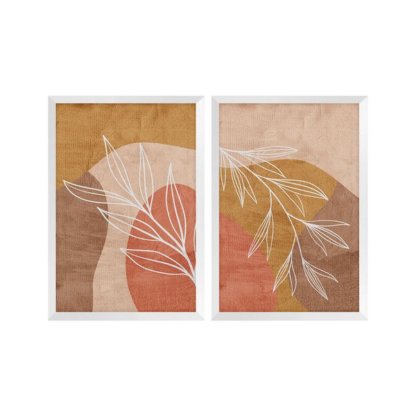 Kit 2 Quadros Decorativos com Moldura Minimalista Ramos Sala Kit 2 Quadros Decorativos com Moldura Minimalista Ramos Sala