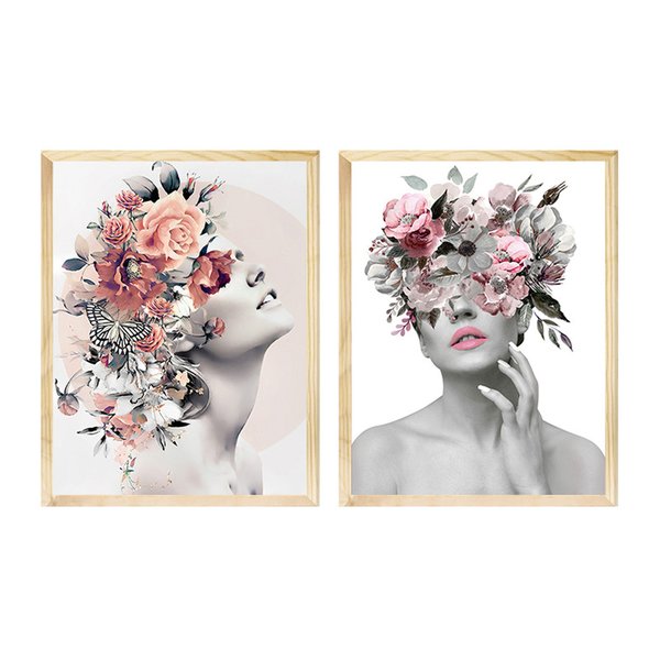 Kit 2 Quadros para Quarto de Casal Feminino Abstrato Surreal Kit 2 Quadros para Quarto de Casal Feminino Abstrato Surreal