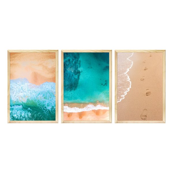 Kit 3 Quadros Decorativos Praia Mar Decoração Sala Kit 3 Quadros Decorativos Praia Mar Decoração Sala