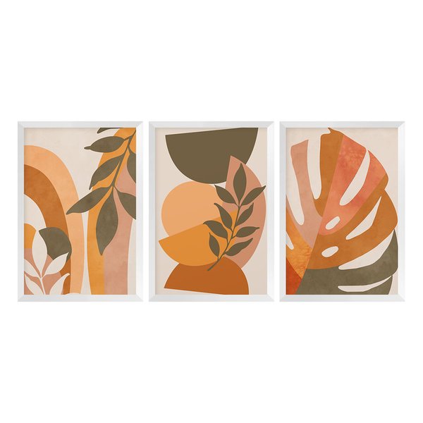 Kit 3 Quadros Decorativos Folhas Folhagens Sala Kit 3 Quadros Decorativos Folhas Folhagens Sala
