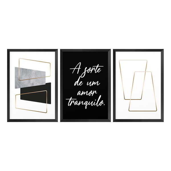 Kit 3 Quadros Decorativos Frases Amor Formas Kit 3 Quadros Decorativos Frases Amor Formas