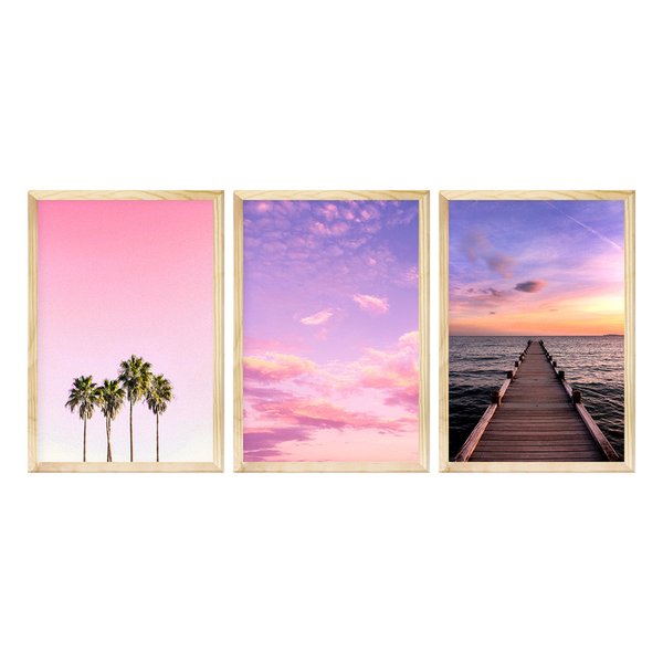 Kit 3 Quadros Decorativos Paisagem Céu Mar Sala Kit 3 Quadros Decorativos Paisagem Céu Mar Sala