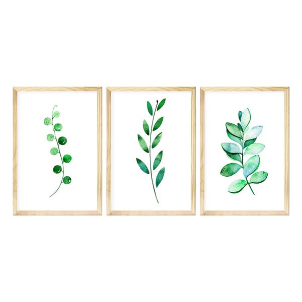 Kit 3 Quadros para Decoração Sala Folhas Ramos Cozinha Kit 3 Quadros para Decoração Sala Folhas Ramos Cozinha