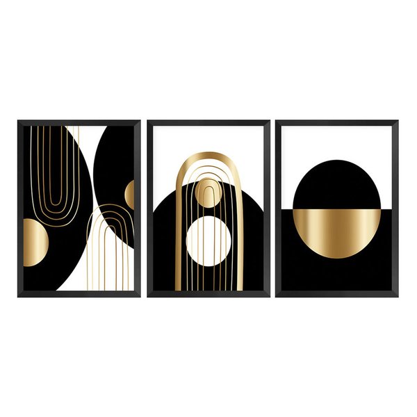 Kit 3 Quadros para Decoração Linhas Geométrico Moderno Sala Kit 3 Quadros para Decoração Linhas Geométrico Moderno Sala