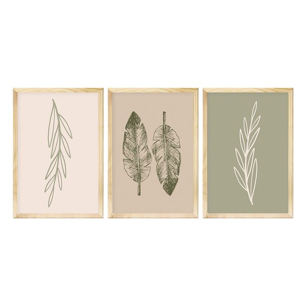 Kit 3 Quadros para Decoração Ramos Folhas Minimalista Quarto Kit 3 Quadros para Decoração Ramos Folhas Minimalista Quarto