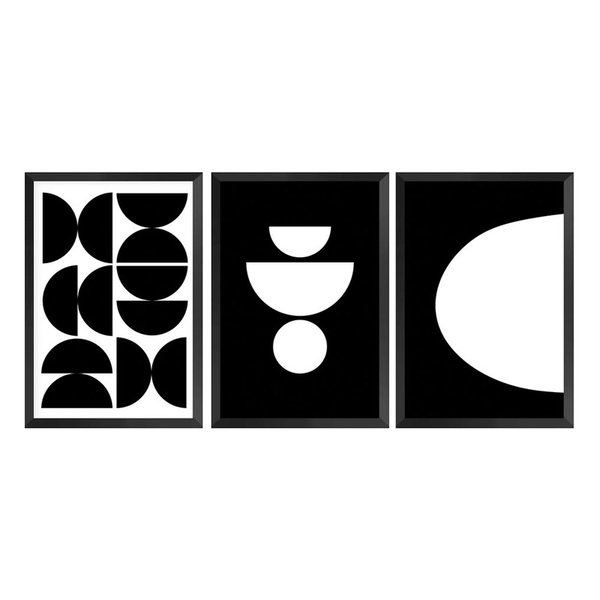 Kit 3 Quadros Decorativos com Moldura Geométrico Formas Sala Kit 3 Quadros Decorativos com Moldura Geométrico Formas Sala