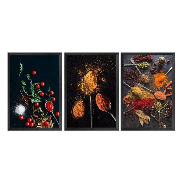 Kit 3 Quadros Decorativos para Cozinha Temperos Moderno Kit 3 Quadros Decorativos para Cozinha Temperos Moderno