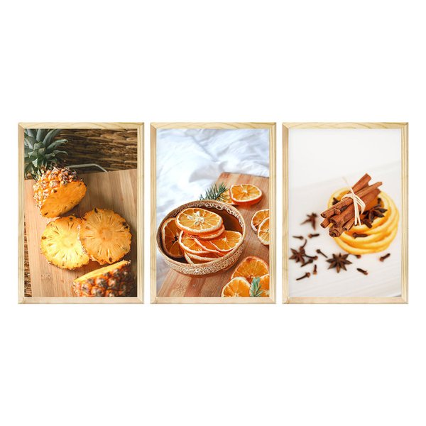 Kit 3 Quadros com Moldura Cozinha Frutas Decoração Kit 3 Quadros com Moldura Cozinha Frutas Decoração