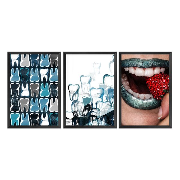 Kit 3 Quadros Decorativos Consultório Dentista Moderno Kit 3 Quadros Decorativos Consultório Dentista Moderno