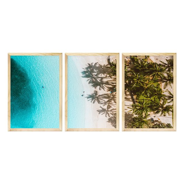 Kit 3 Quadros Decorativos para Sala Praia Mar Paisagem Kit 3 Quadros Decorativos para Sala Praia Mar Paisagem