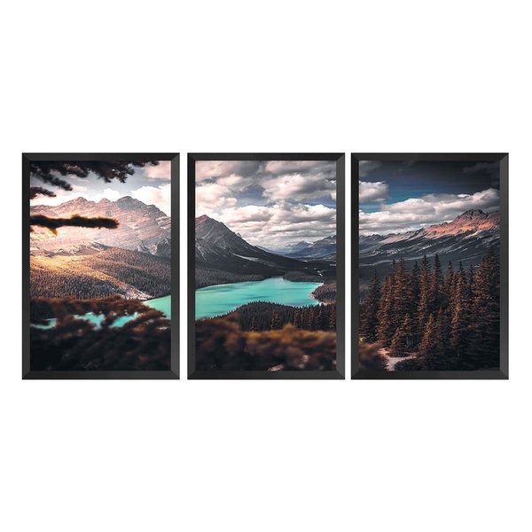 Kit 3 Quadros Decorativos com Moldura Árvores Paisagem Kit 3 Quadros Decorativos com Moldura Árvores Paisagem