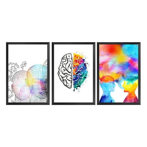 Kit 3 Quadros Decorativos para Recepção Psicologia Colorido Kit 3 Quadros Decorativos para Recepção Psicologia Colorido