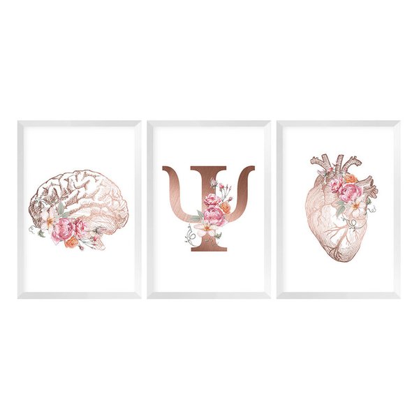 Kit 3 Quadros para Decoração Clinica Psicologia Flores Sala Kit 3 Quadros para Decoração Clinica Psicologia Flores Sala