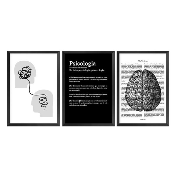 Kit 3 Quadros para Decoração Frases Recepção Psicologia Kit 3 Quadros para Decoração Frases Recepção Psicologia