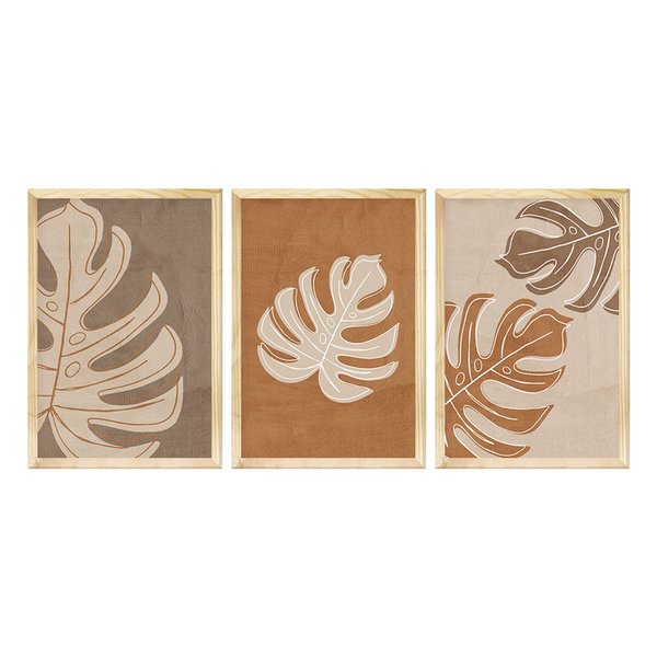 Kit 3 Quadros para Decoração Folhas Minimalista Sala Quarto Kit 3 Quadros para Decoração Folhas Minimalista Sala Quarto