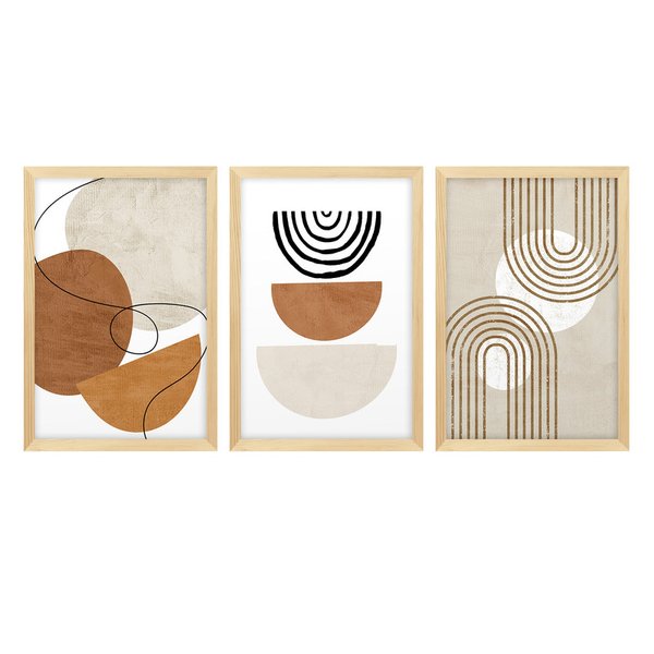 Kit 3 Quadros Para Decoração Formas Minimalista Moderno Sala Kit 3 Quadros Para Decoração Formas Minimalista Moderno Sala