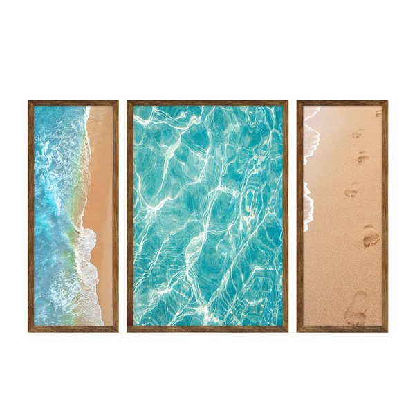Kit 3 Quadros para Decoração Sala Cozinha Mar Praia Kit 3 Quadros para Decoração Sala Cozinha Mar Praia