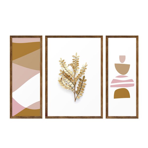 Kit 3 Quadros para Decoração Plantas Geométrico Sala Escritório Kit 3 Quadros para Decoração Plantas Geométrico Sala Escritório