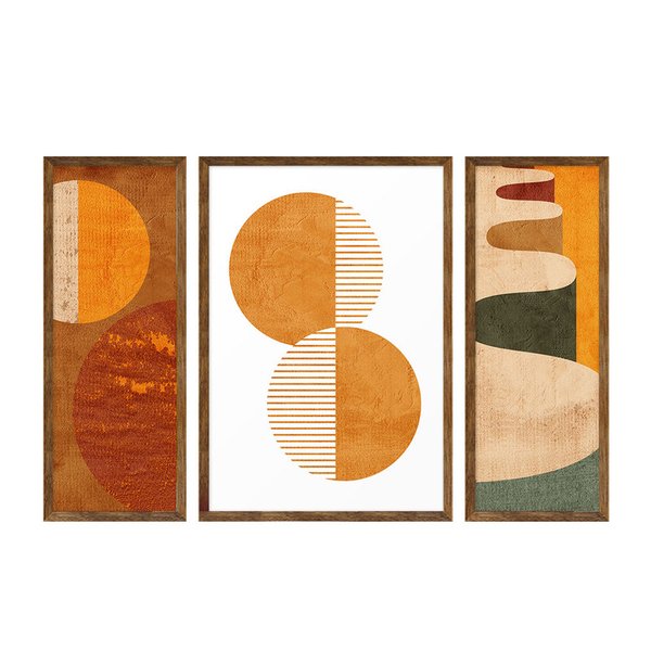 Trio de Quadros Decorativos Geométrico Moderno Escritório Trio de Quadros Decorativos Geométrico Moderno Escritório
