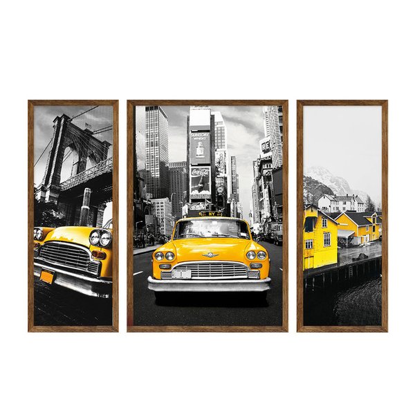 Kit 3 Quadros Decorativos Moderno Carros Cidade Sala Kit 3 Quadros Decorativos Moderno Carros Cidade Sala