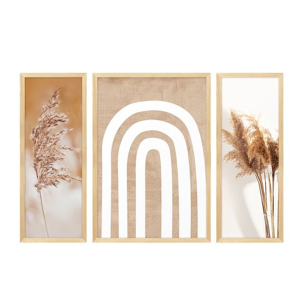 Kit 3 Quadros Decorativos com Moldura Plantas Minimalista Sala Kit 3 Quadros Decorativos com Moldura Plantas Minimalista Sala