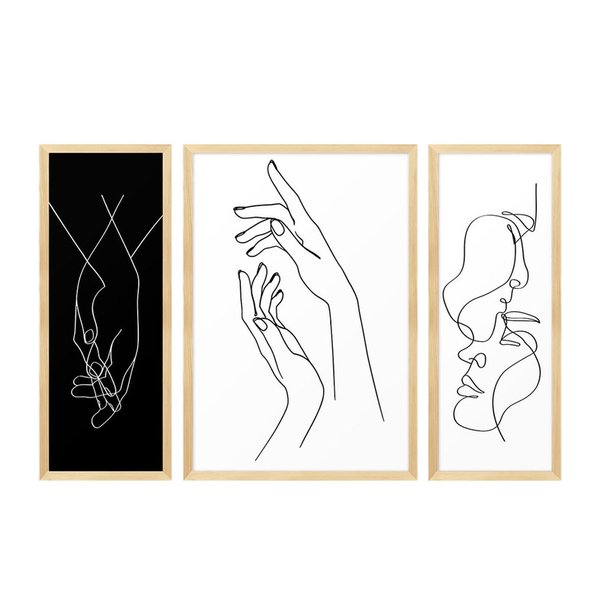 Trio de Quadros Decorativos Quarto Casal Minimalista Trio de Quadros Decorativos Quarto Casal Minimalista