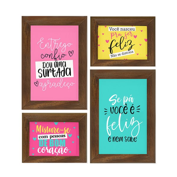 Kit 4 Quadros Decorativos Frase Gratidão Menina Colorido Quarto Feminino Sala Kit 4 Quadros Decorativos Frase Gratidão Menina Colorido Quarto Feminino Sala