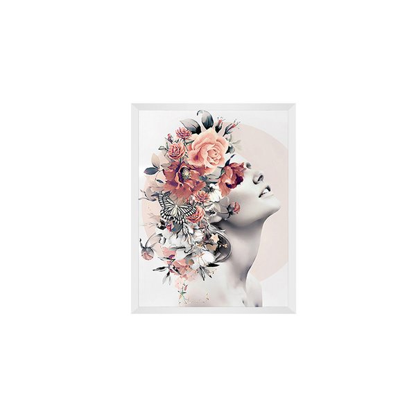 Quadro Moderno Mulher Flores Surreal Rosa Quadro Moderno Mulher Flores Surreal Rosa