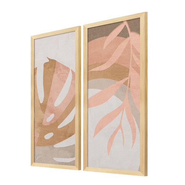 Dupla de Quadros Decorativos Folhas Plantas Cozinha Sala Dupla de Quadros Decorativos Folhas Plantas Cozinha Sala