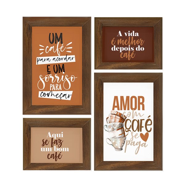 Kit 4 Quadros Decorativos Frases Cantinho do Café Cozinha Gourmet Xícara Tons Pasteis Kit 4 Quadros Decorativos Frases Cantinho do Café Cozinha Gourmet Xícara Tons Pasteis