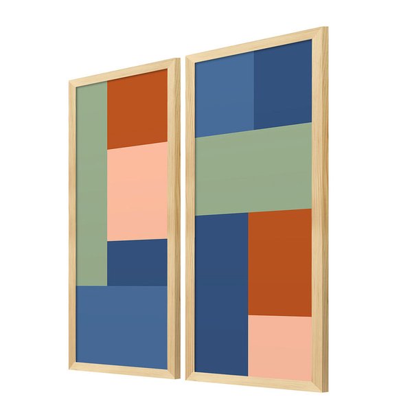 Dupla de Quadros para Decoração Geométrico Colorido Moderno Dupla de Quadros para Decoração Geométrico Colorido Moderno