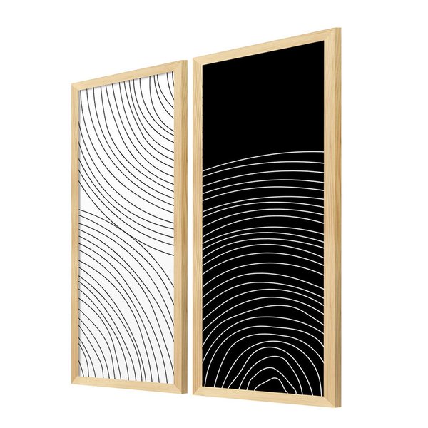 Kit 2 Quadros Decoração Minimalista Linhas Escritório Sala Kit 2 Quadros Decoração Minimalista Linhas Escritório Sala