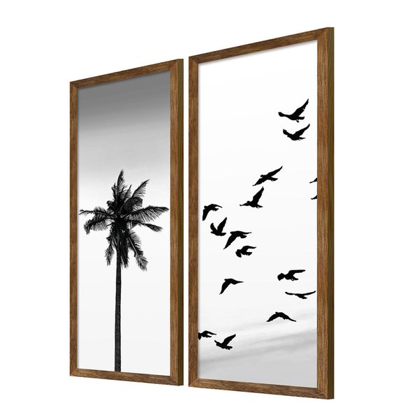Kit 2 Quadros para Decoração Pássaros Paisagem Moderno Sala Kit 2 Quadros para Decoração Pássaros Paisagem Moderno Sala