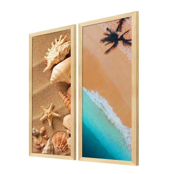 Kit 2 Quadros Decorativos Mar Praia Paisagem Hall de Entrada Kit 2 Quadros Decorativos Mar Praia Paisagem Hall de Entrada