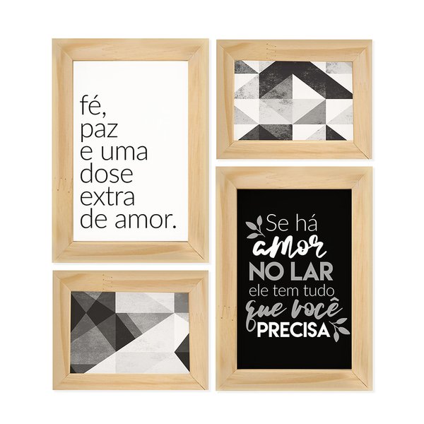 Kit 4 Quadros Decorativos Geométrico Conjunto Quadro para Sala Fé Família Kit 4 Quadros Decorativos Geométrico Conjunto Quadro para Sala Fé Família