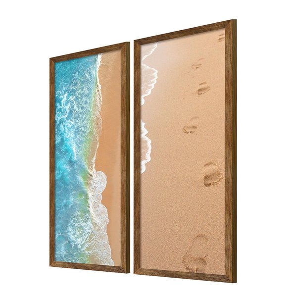 Dupla de Quadros Decorativos Praia Mar Azul para Sala Quarto Dupla de Quadros Decorativos Praia Mar Azul para Sala Quarto