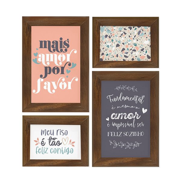 Kit 4 Quadros Decorativos para Quarto Casal Sala Frases Amor Kit 4 Quadros Decorativos para Quarto Casal Sala Frases Amor