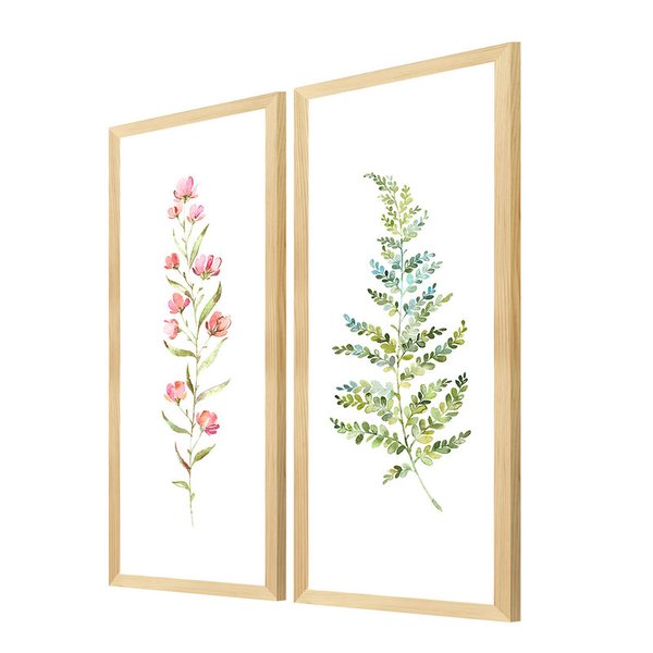 Kit 2 Quadros Decorativos com Moldura Flores Plantas Cozinha Kit 2 Quadros Decorativos com Moldura Flores Plantas Cozinha