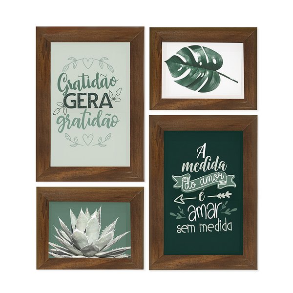 Conjunto 4 Quadros para Sala Quarto Gratidão Planta Folhas Jardim Kit Costela de Adao Amor Conjunto 4 Quadros para Sala Quarto Gratidão Planta Folhas Jardim Kit Costela de Adao Amor