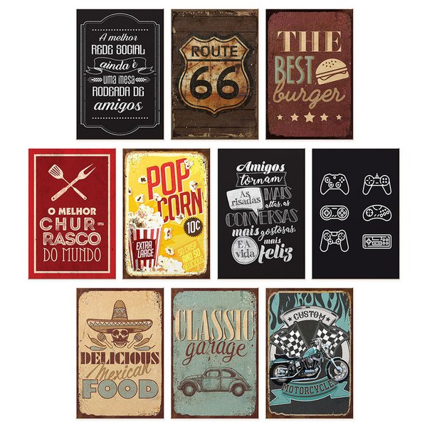 Kit 10 Quadros Decorativos Churrasco Bar Cozinha Parede Kit 10 Quadros Decorativos Churrasco Bar Cozinha Parede